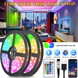 Taśma Bluetooth USB LED Strip Light 5050 SMD 5V USB RGB Lights Elastyczna taśma LED Lamp Ribbon RGB Samoprzylepna dioda TV Desktop