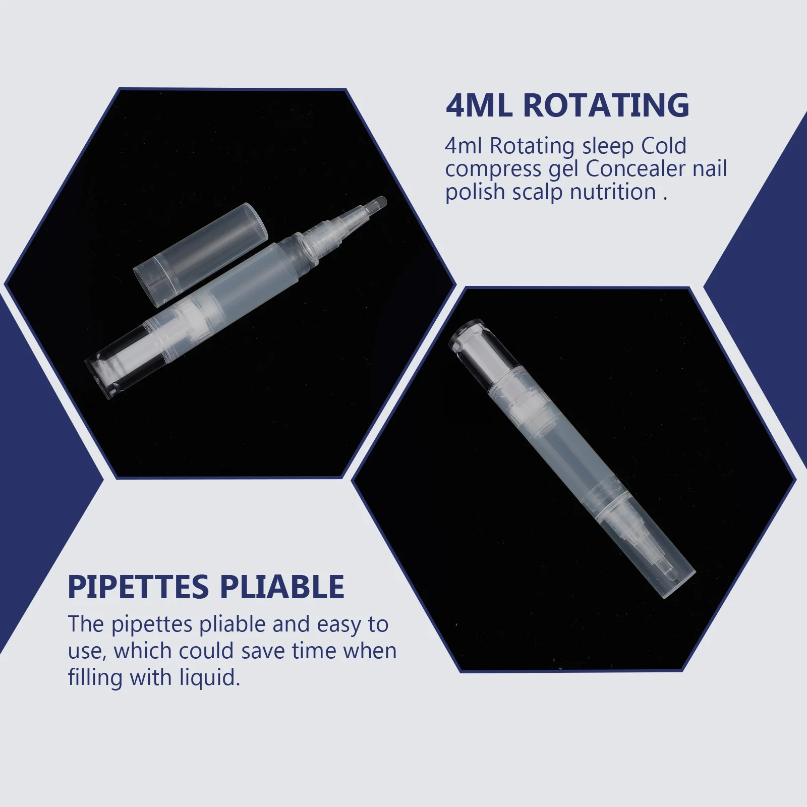 4 pçs canetas da arte do prego vazio brilho labial caneta reutilizável óleo essencial escova caneta para crescimento de cílios nutrição do prego cutícula aplicador de óleo