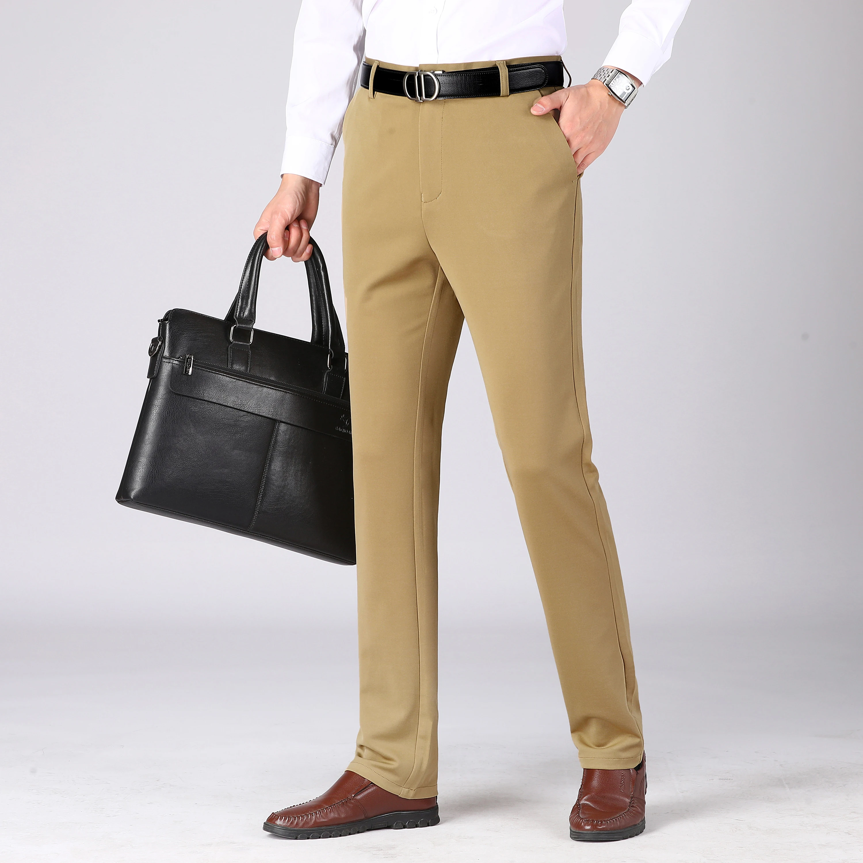 

Мужские умные повседневные брюки-костюмки, эластичные спортивные быстросохнущие брюки для мужчин, весенне-летние прямые офисные деловые рабочие брюки