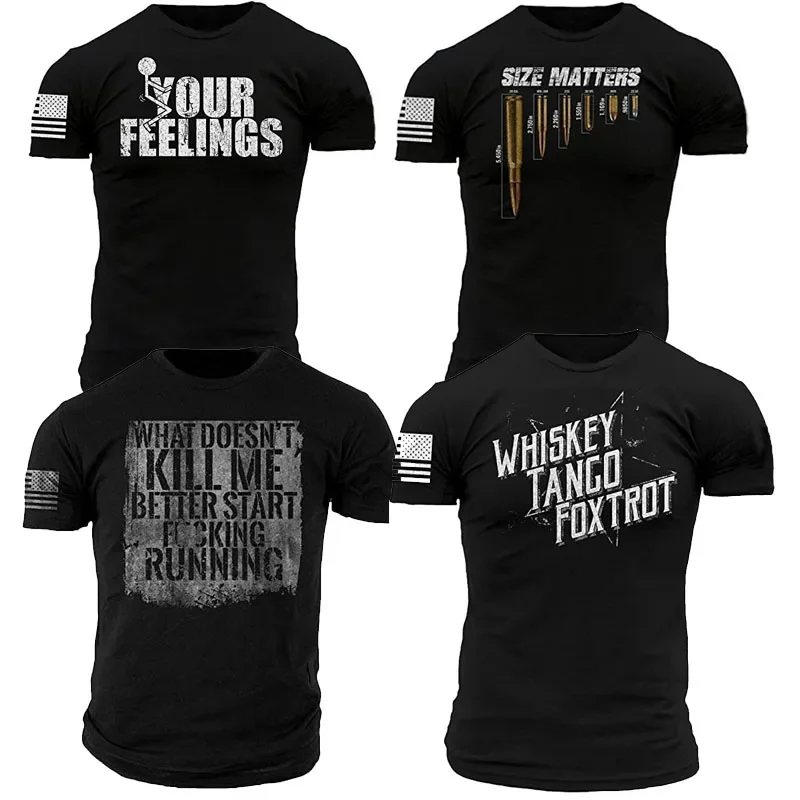 

Your Feelings Men Clothing T-Shirt Whiskey Tango Foxtrot II American US Flag Printed Graphic Patriotic Tee Start Running Tops