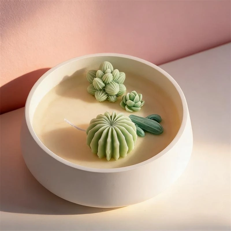 Round Concrete Flowerpot Cement Succulents Plants Pot Silicone Mold Big Size Plaster Tray Gypsum Storage Bowl Mould view 4
