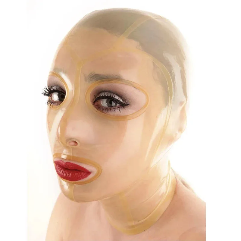 ユニセックス ウェットルック オープンアイズとマウス ラテックス フードマスク、ブラック ヘッドカバー ハロウィン コスプレ ヘッドギア クラブウェア cm;5