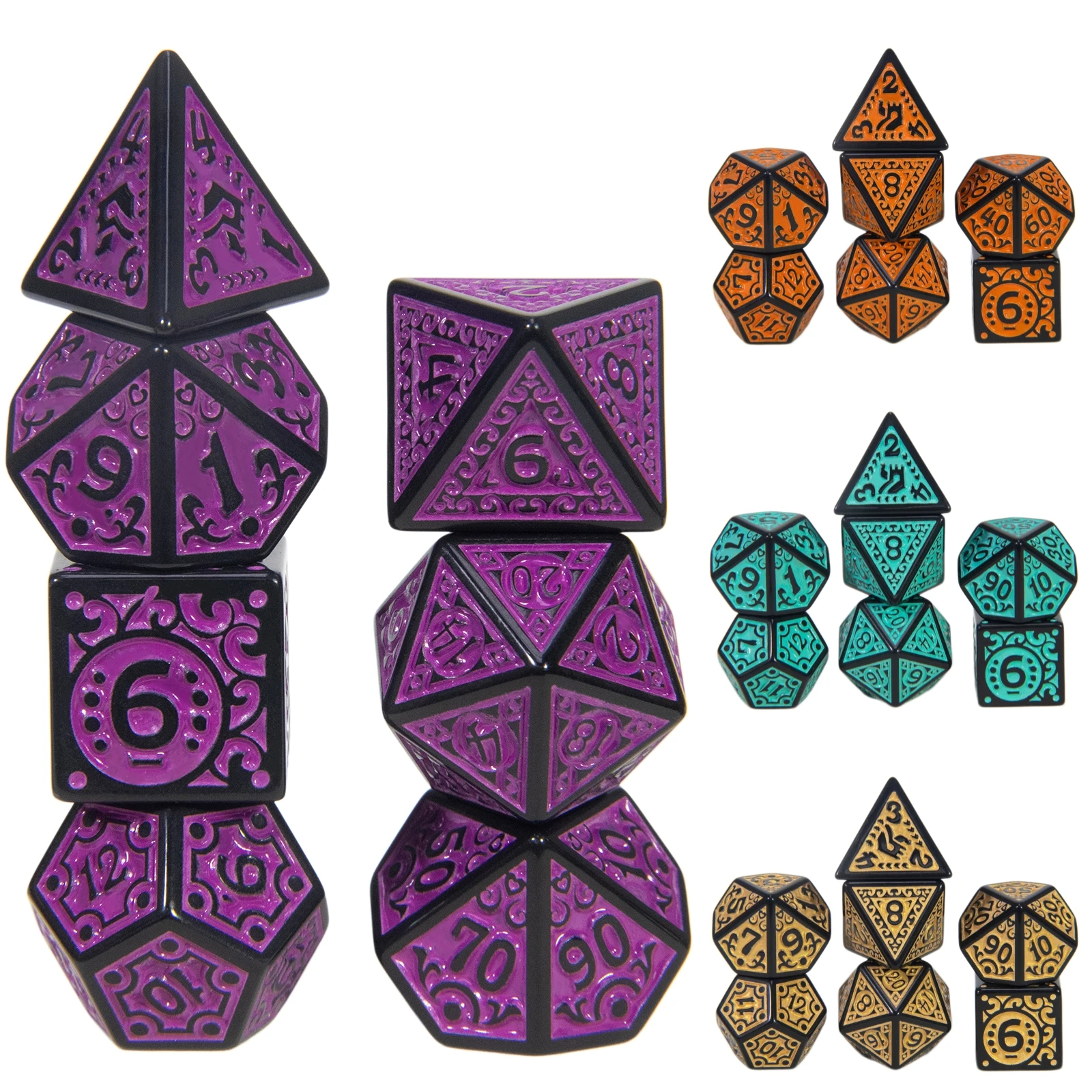 

Набор кубиков DND из 7 предметов, многогранные кубики D4-D20 с винтажными узорами для настольных игр