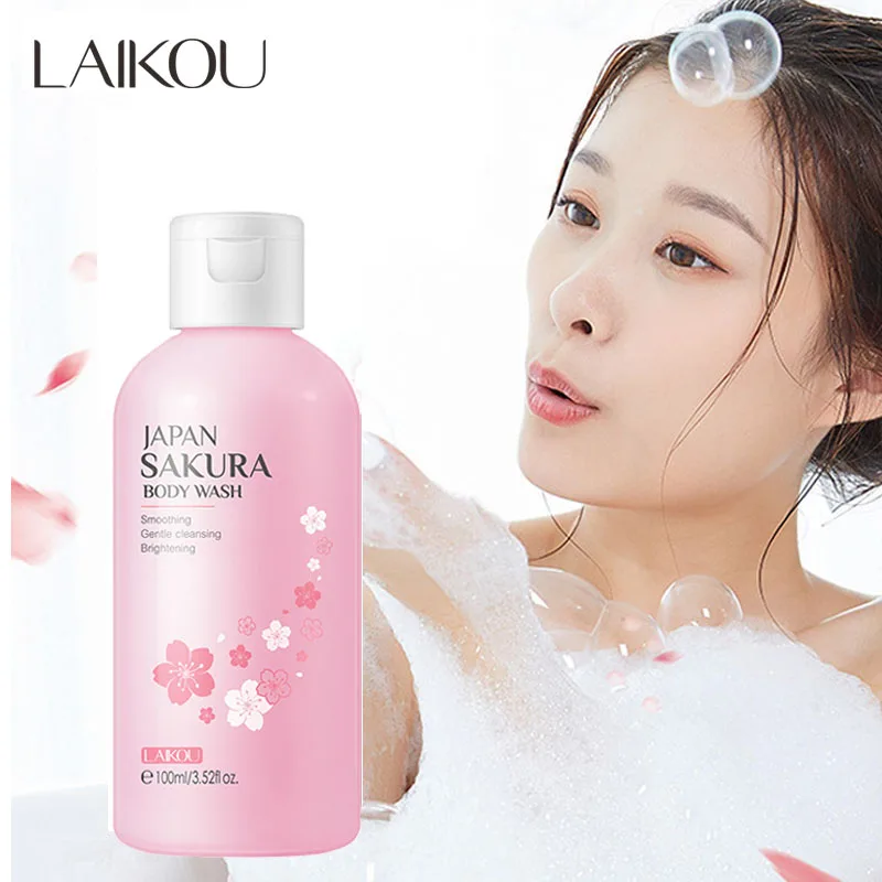 LAIKOU Sakura Shower Gel Long Moisturizing Smooth Long Lasting Fragrance Gentle Foam Body Cleansing Bath Product 100ml