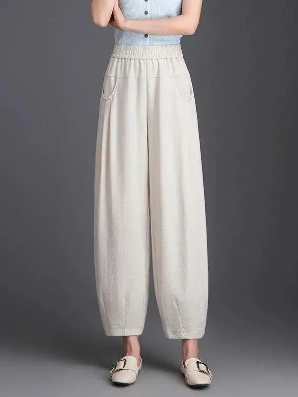 Loose Casual Lantern Pants Women's Summer New plus Size Slimming Nine-Piece Cuffed Pants Hips Concealing Casual Pants