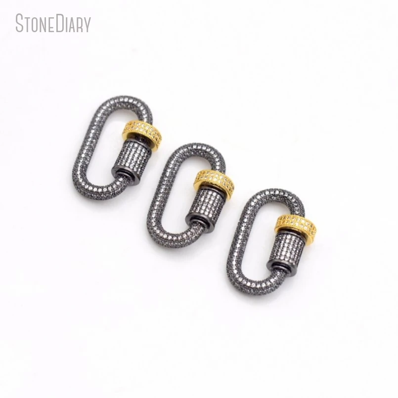 5Pcs Wholesale  Screw Oval Shape Invisible Setting Cubic Zirconia Copper Accessory Clasps FC50089