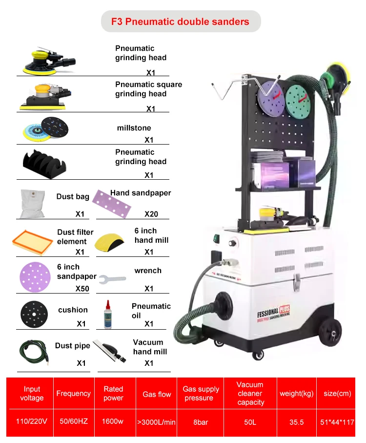Mobile Dry Grinding Dust Collector Central Vacuum Dust Extractor Machine For Car Body Sanding Work