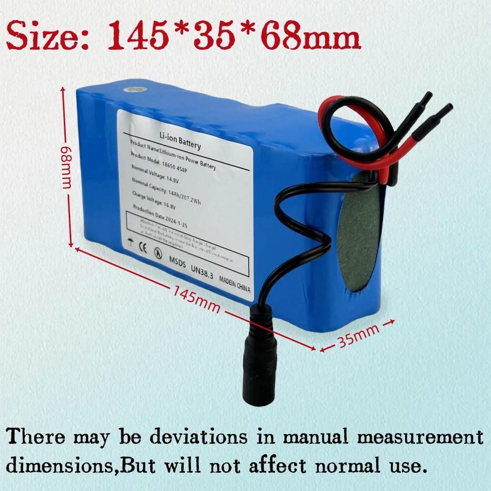 18650 4S4P Li-ion Power Battery 14.8V 14Ah Rechargeable Battery With BMS For LED Night Fishing Light Heater Miner's Light Amplif
