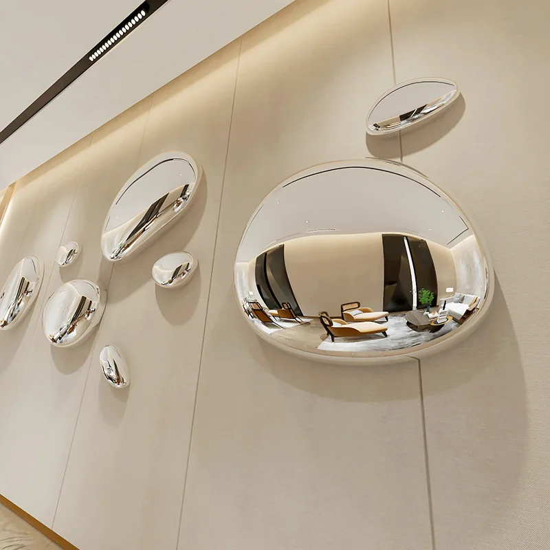 Decoração de Parede em Forma de Gota de Água em Aço Inoxidável Imitado, Modelo de Restaurante, Decoração de Parede com Cabeça de Pedra