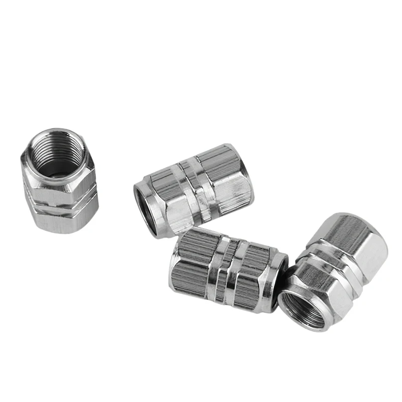 4PCS Car Tire Valve Stems Cap Knurling Style Tire Valve Cap Aluminum Tire Wheel Stem Air Valve Cap car Universal accessories