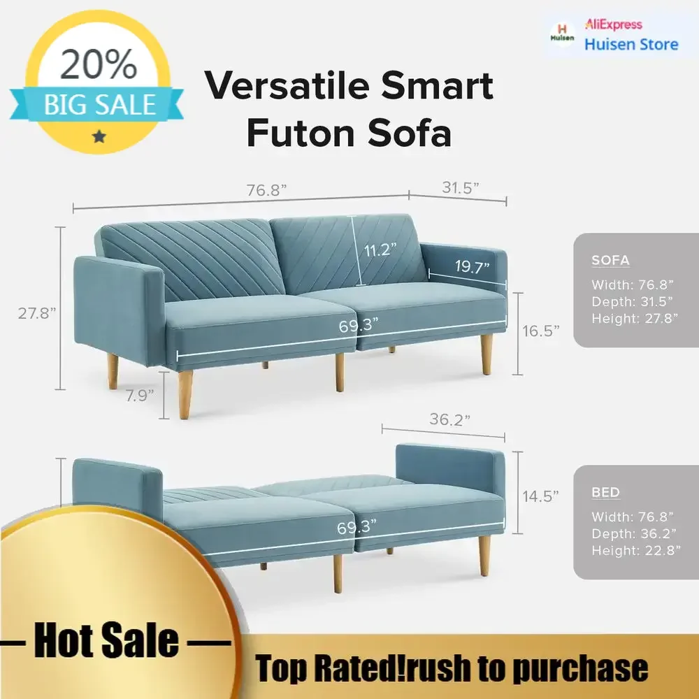 

Бестселлер: Удобный велюровый диван-кровать небесно-голубого цвета премиум-класса для гостиной