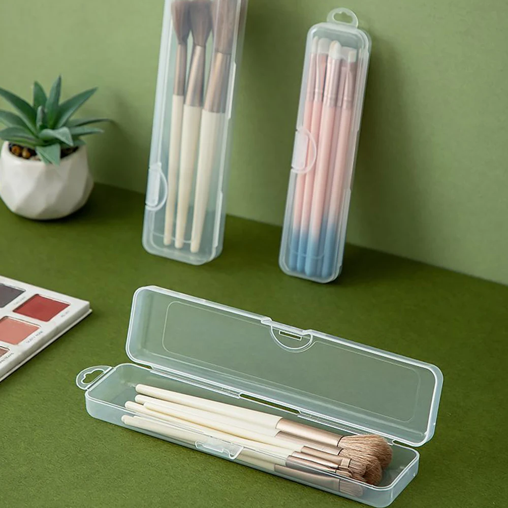 Portable transparent dustproof plastic tableware box Rectangle Case For spoons forks chopsticks straws makeup brush storage box