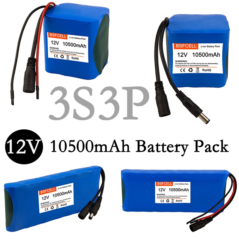 12V Battery 3500mAh/7000mAh/10500mAh/14000mAh/17500mAh Rechargeable Li-ion Battery Pack