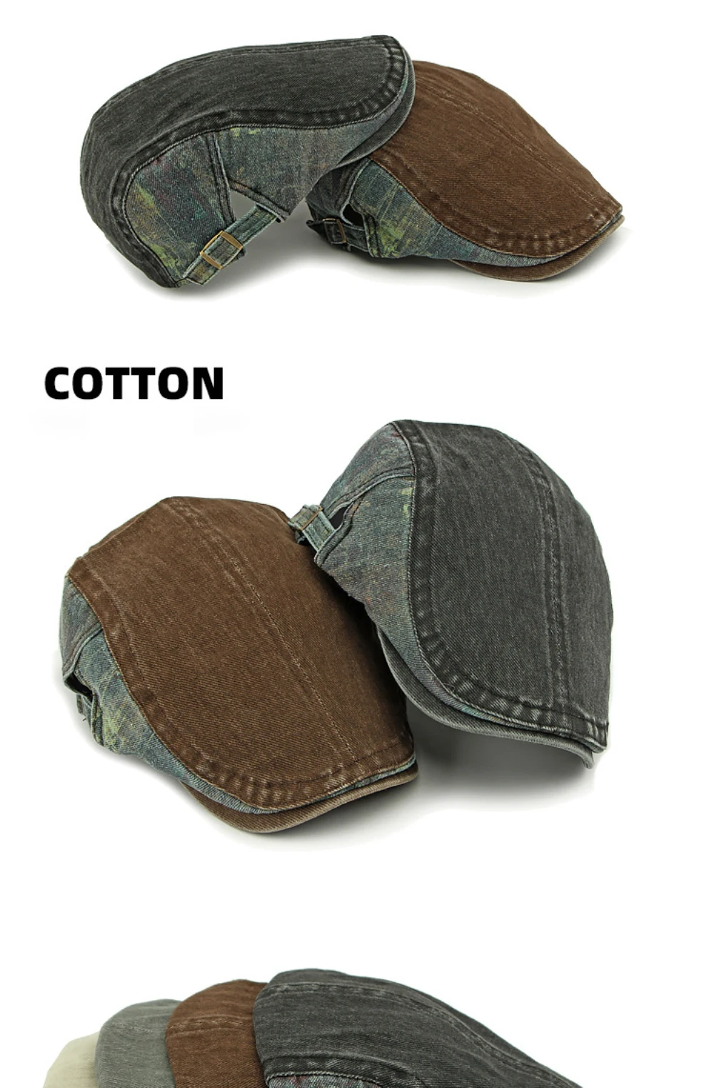 HT4788 Herren- und Damen-Baskenmützen für Frühling, Sommer und Herbst, Baumwollmütze im Retro-Patchwork-Stil, Künstler- und Malermütze, Unisex Ivy Flat Beret Cap – Detail 2