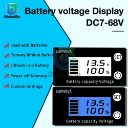 Indicatore di capacità della batteria LCD 7V-68V 3S 4S 5S 7S 10S 13S voltmetro misuratore di temperatura 12V 36V 48V indicatore di livello della batteria