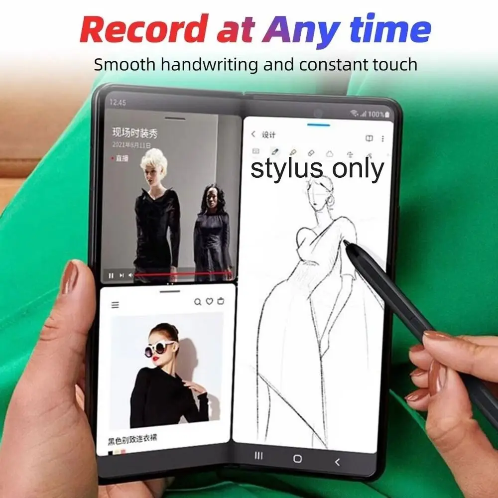 قلم ستايلس إصدار قابل للطي ناعم بدون شاشة لمس بلوتوث غير قابل للإزالة محمول لهاتف سامسونج جالاكسي Z Fold 3/4/5/6