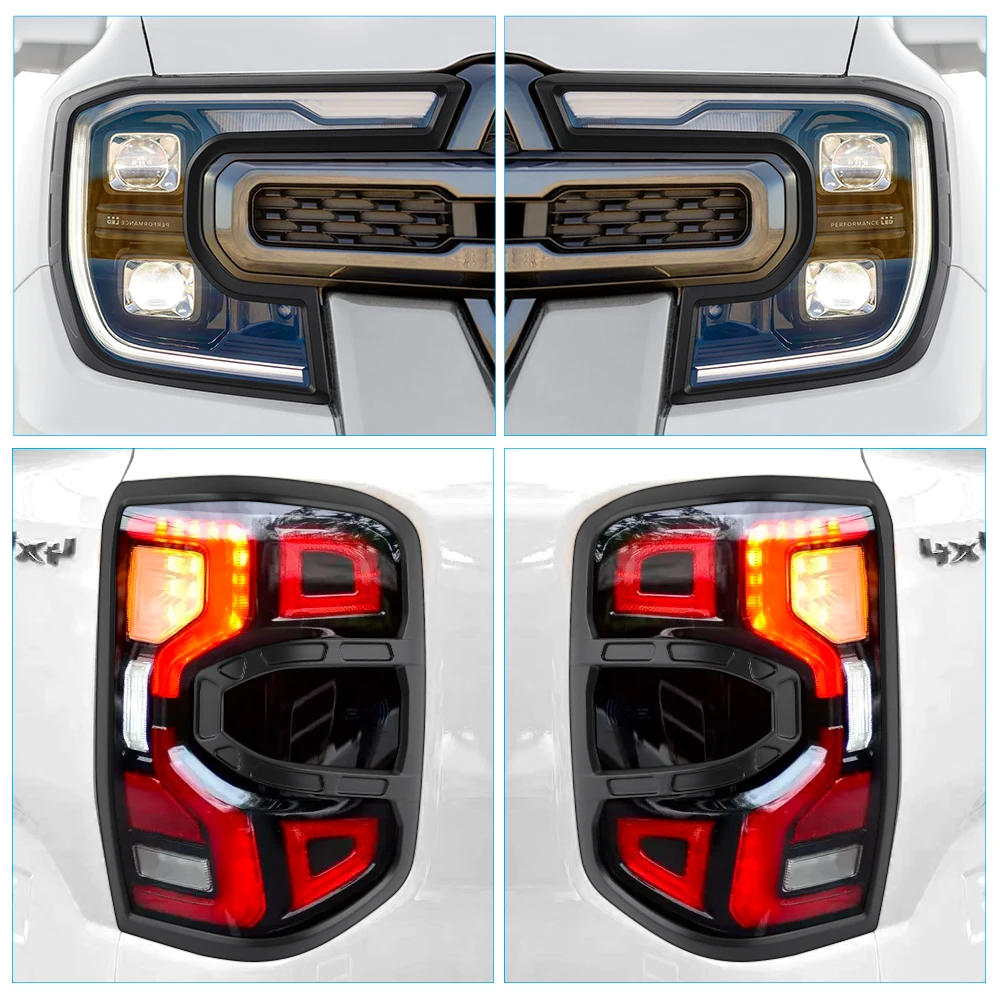 Head Light Lamp Cover Surrounds Guard Trim Tail Lights Taillights Cover For Ford Ranger Raptor 2023 2024 Next Gen Accessories