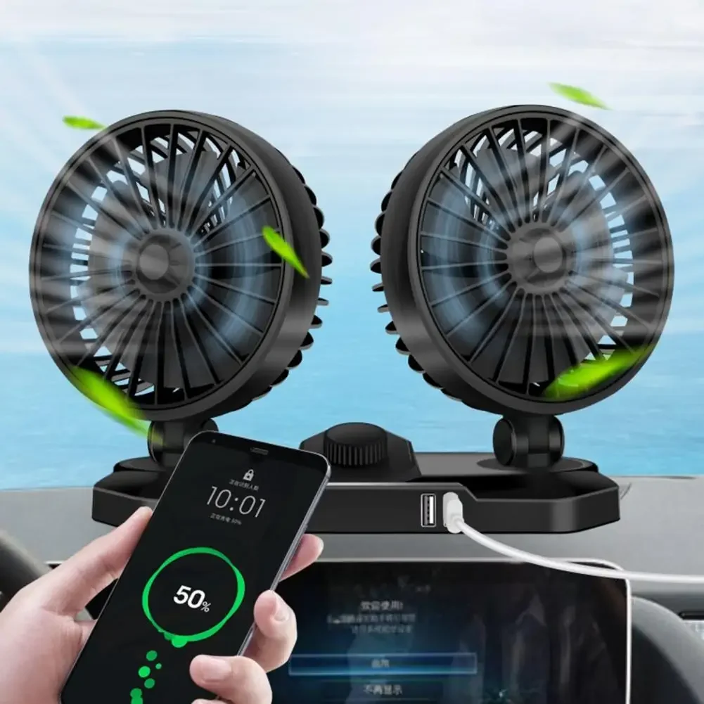 12V 24V Practical Car Cooling Fan 12V/24V Car Air Cooler Durable Car Fan Adjustable Cooling Air Fan  Cooling Car Cooling Fan