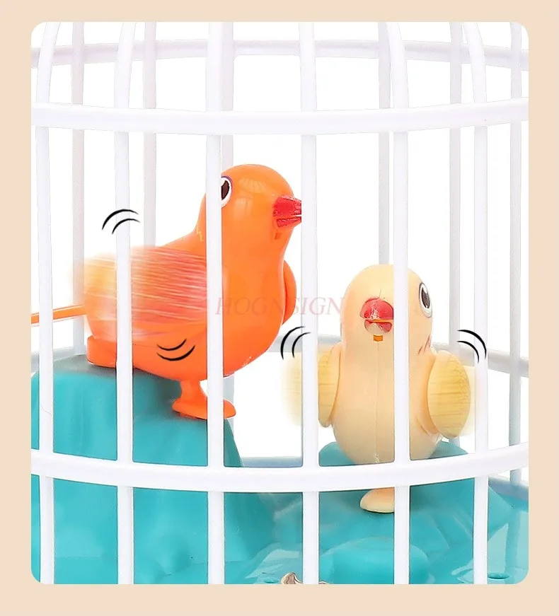 Gaiola de pássaros de indução de luz elétrica brinquedos infantis aprendendo a falar simulação pássaros controlados por voz