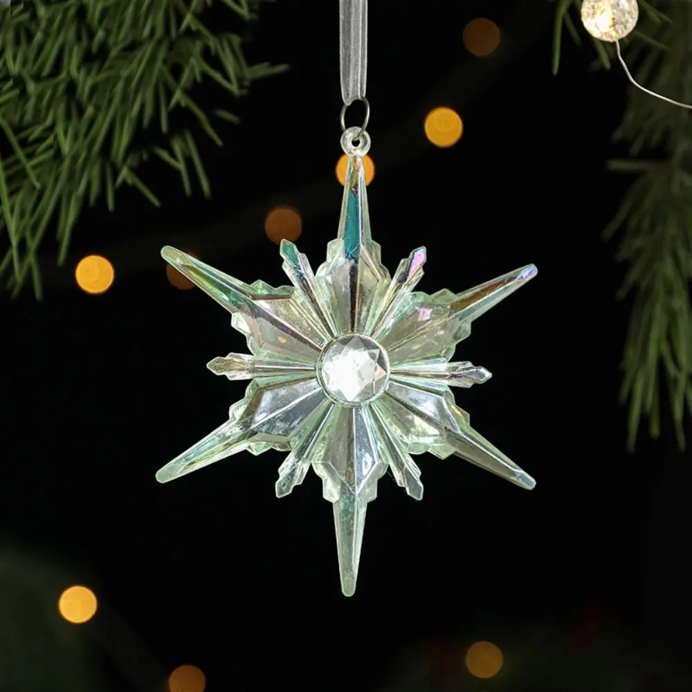 Shiny Christmas Tree Snowflake Pendant Acrylic Hangging Xmas Ornament Elk Photographic Props Christmas Tree Decorations