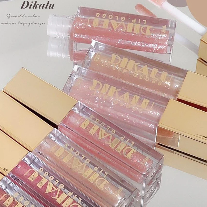 DIKALU Mały Błyszczyk do Ust Efekt Lodu Rozpryskującego się na Powierzchniach Błyszczyk do Ust z Efektem Lustra Delikatny Błyszczyk do Ust Transparentny Błyszczyk do Ust Pasta do Ust z Efektem Błysku Czysty Des