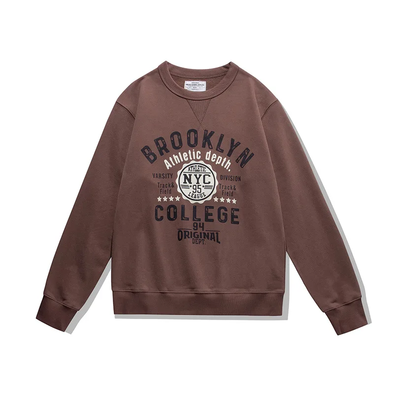 سترة OKONKWO الرجعية للدراجات النارية للرجال_Ami كاكي تيري الثقيلة السميكة NYC طباعة البلوز البلوز #4