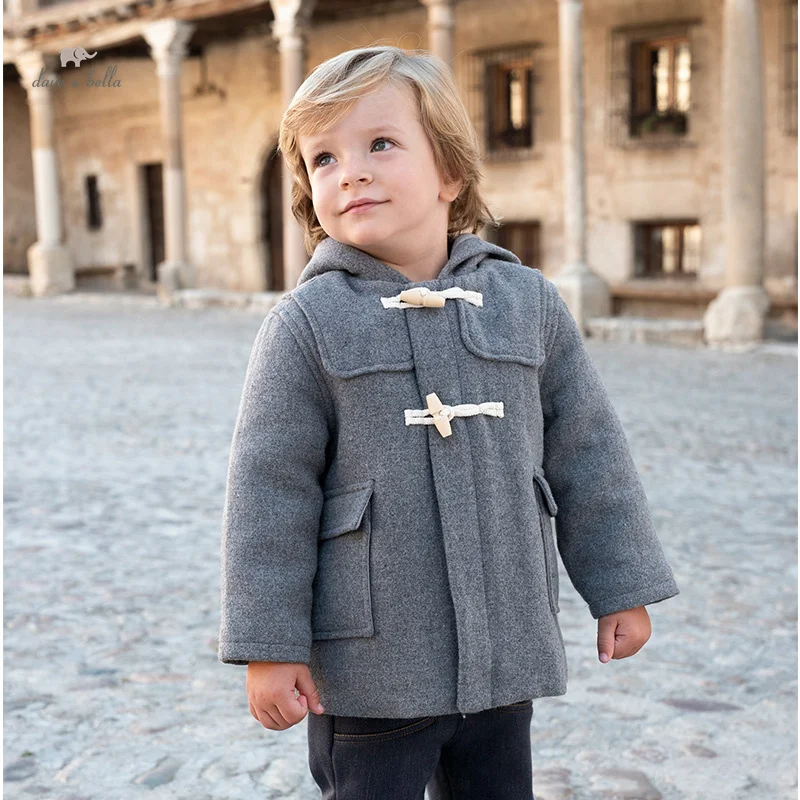 

Пальто Dave Bella для мальчиков, осенне-зимняя утепленная плюшевая куртка для малышей, хлопковая шерстяная верхняя одежда, детская теплая толстовка с капюшоном, детская одежда DB4242668