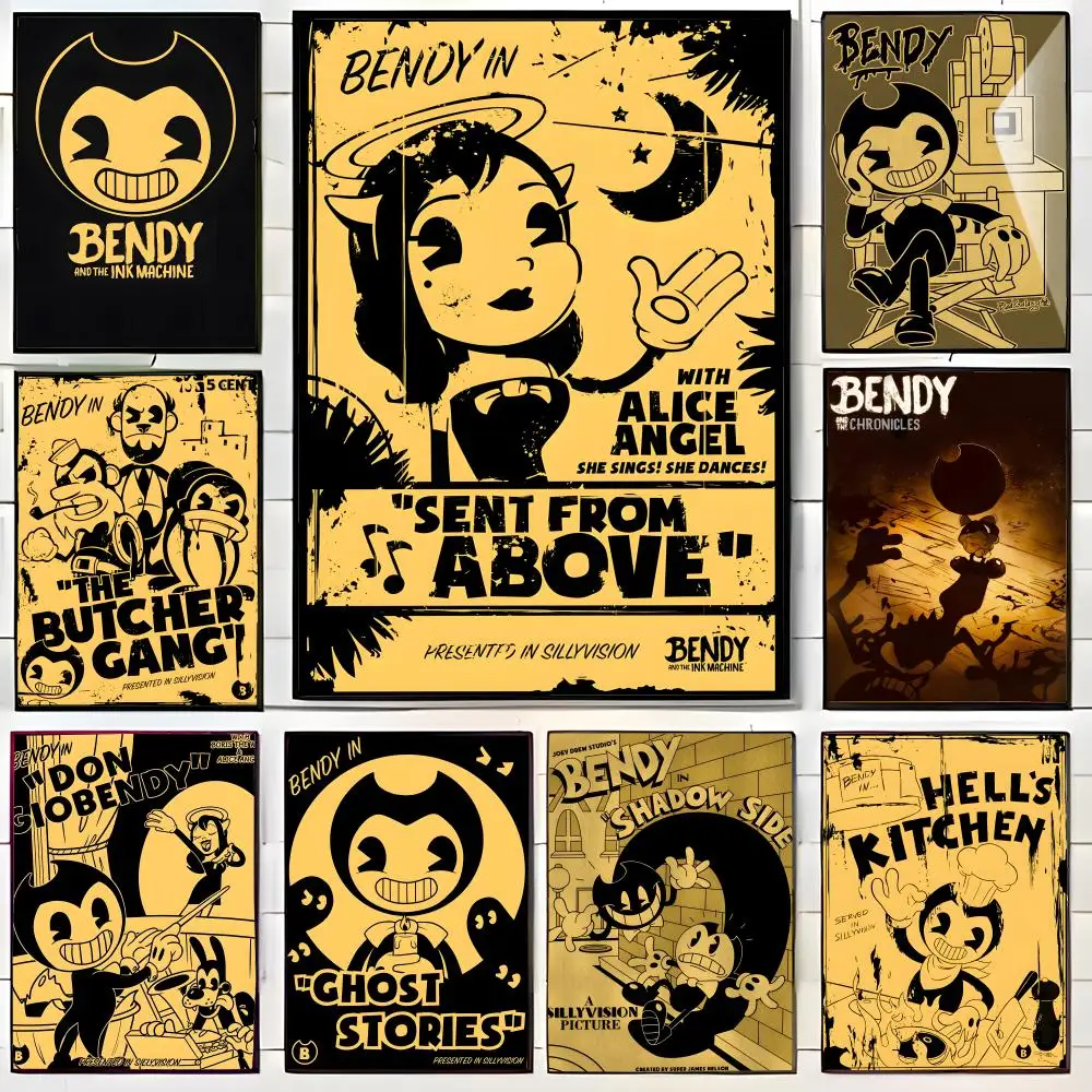 Póster de B-Bendy and the Ink Machine, póster impreso para pared, Mural decorativo, decoración del hogar, regalo sin marco