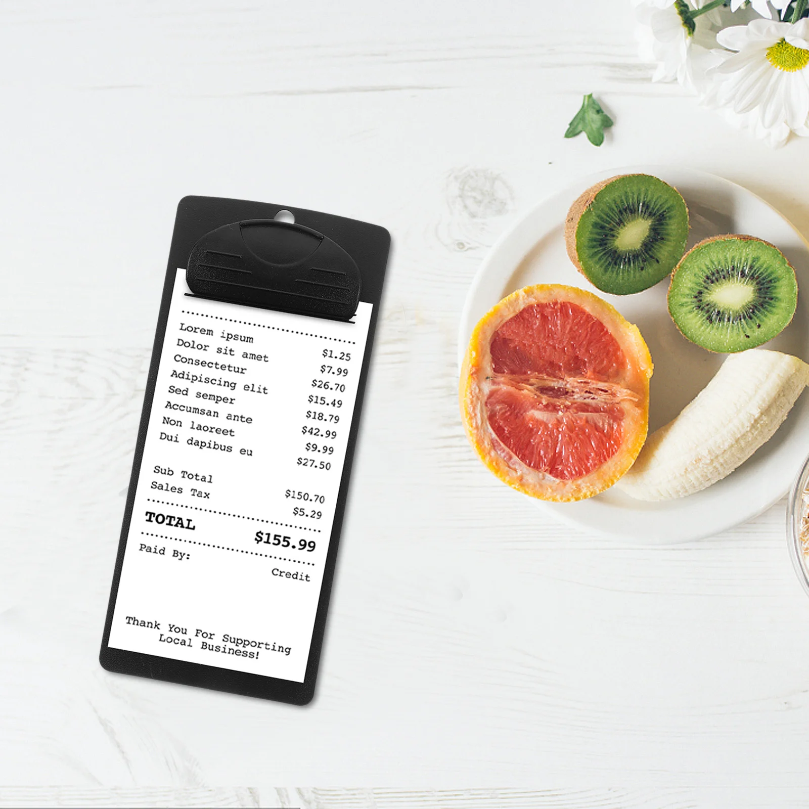 

4Pcs Plastic Clipboard Black Small 8x18 Lightweight Compact Menu Clipboard Storage Clipboards for Restaurant Bill Meeting Note