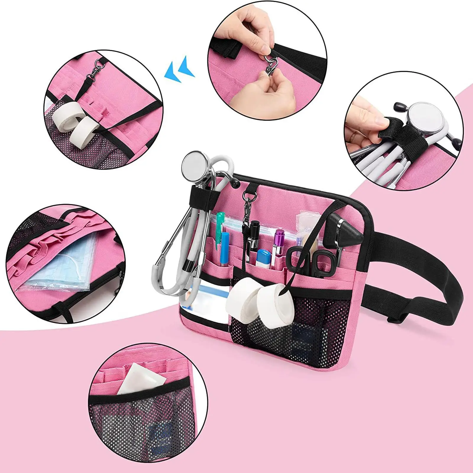 Nurse Fanny Pack Waist Pack Nurse Waist Organizer Belt Nurse Waist Pouch with Tape Holder Multi Pocket Portable Organizer Pouch