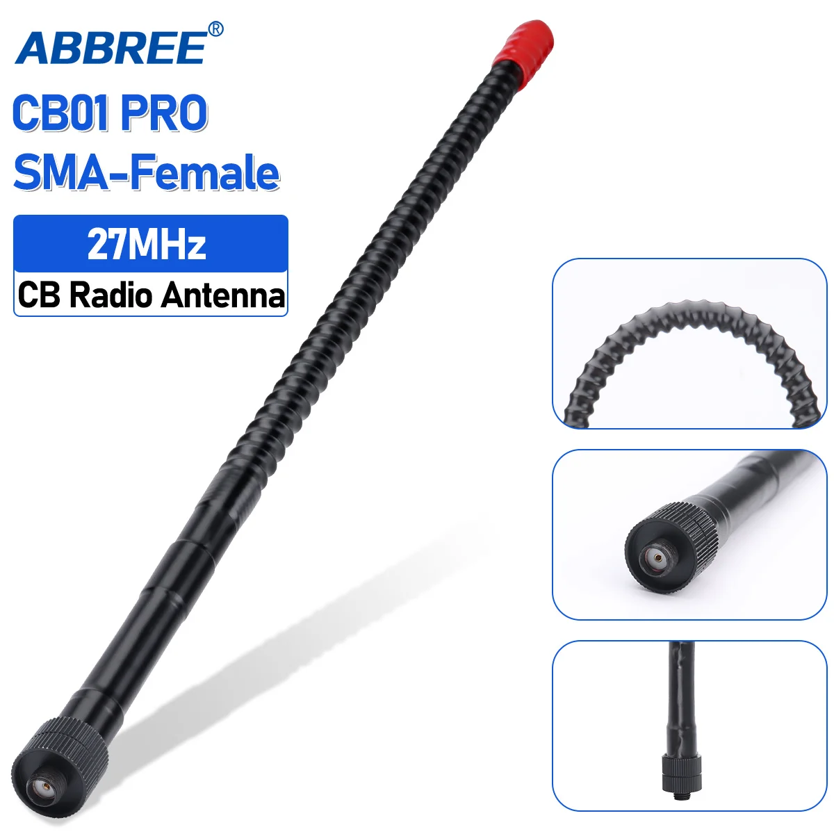ABBREE CB Radio Antenne 27Mhz SMA-Vrouwelijke BNC Zweep High Gain Antenne voor Quansheng TK11 UV-98 PLUS RT-860 RT-880 Walkie Talkie