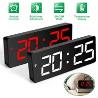 Mirror Alarm Clock LED Digital Table Clock Voice Control Snooze Temperature Display LCD Night Light Reloj Despertador USB Cable