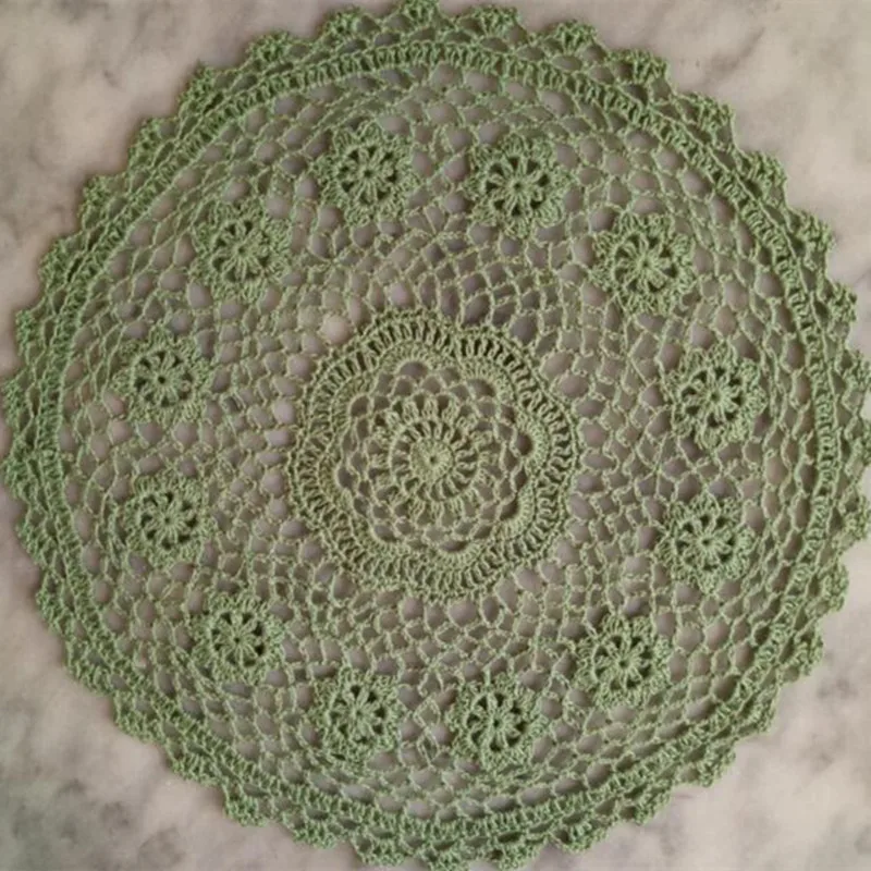 35cm Round Lace Cotton Table Place Mat Dish Pad Cloth Crochet Placemat Cup Mug Tablecloth Tea Pan Coaster Handmade Doily Kitchen