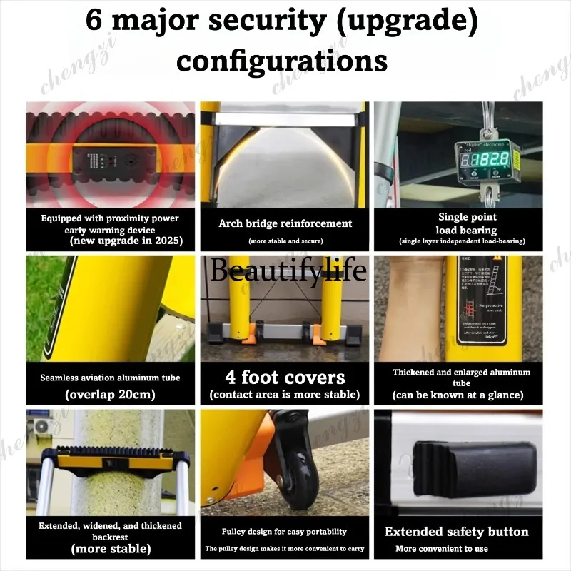 81 Aluminum Alloy Telescopic Ladder Electrician Grade Heavy Duty Design For Outdoor Engineering Applications view 3