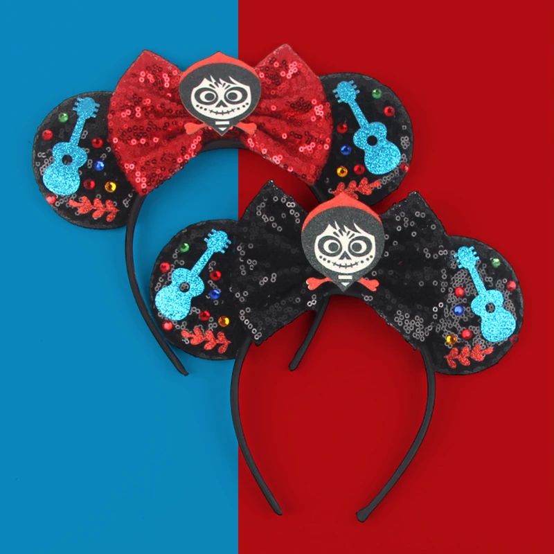 

Halloween Bat Pumpkin Mickey Mouse Headbands Sequin Bow For Girls Disney Ears Hairband Festival Party Cosplay Hair Accessories