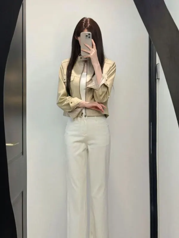 

Американская модная короткая замшевая куртка с утеплением и застежкой-молнией, женская зимняя верхняя одежда премиум-класса