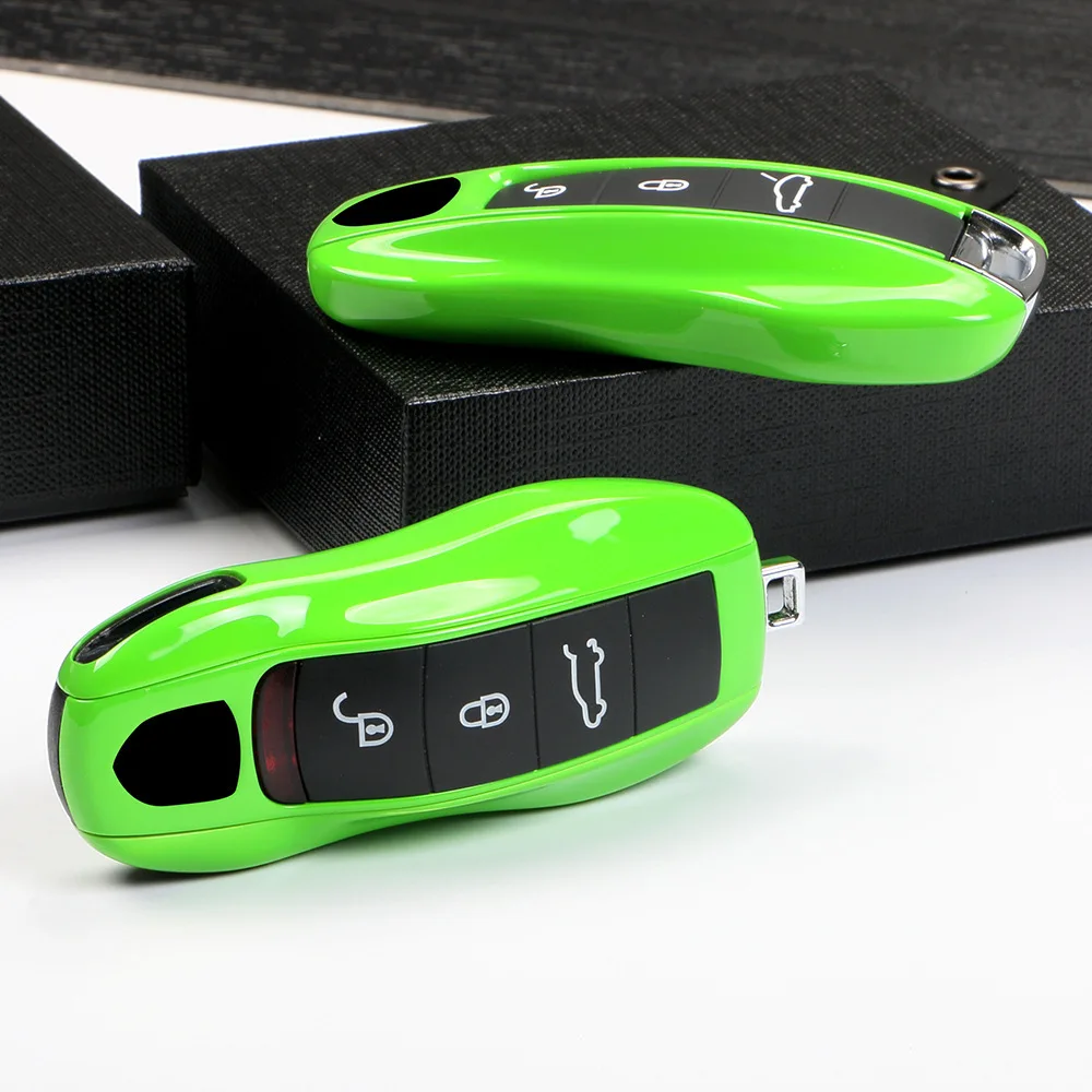Lizard Green For Porsche Panamera Cayenne 971 911 9YA Macan Boxste Remote Car Key Case Cover Shell Replacement Kit Accessories image 4