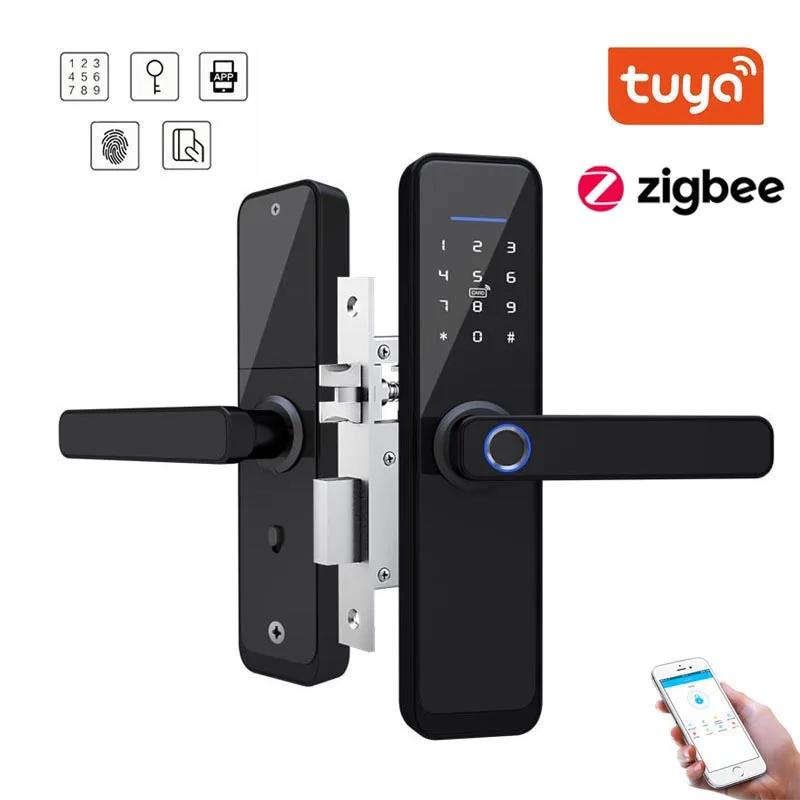 New Tuya Zigbee Door Locks Biometric Fingerprint Locker Hotel Airbnb Smart Entry Home Handle App Unlock Digital Intelligent Lock