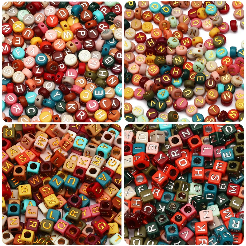 Mixed Color Letter Acrylic Beads Flat Round Alphabet Loose Spacer Beads For Jewelry Making DIY Handmade Bracelet Accessories