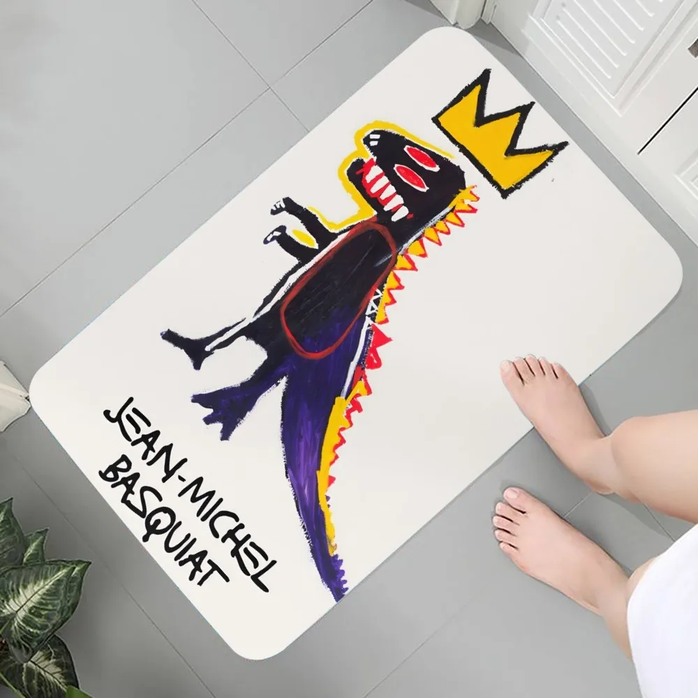 Abstraktní b-basquiats-art podlaha rohož grafické potištěné flanel doormats pro koupelna kuchyň nástup koberec domácí dekorace