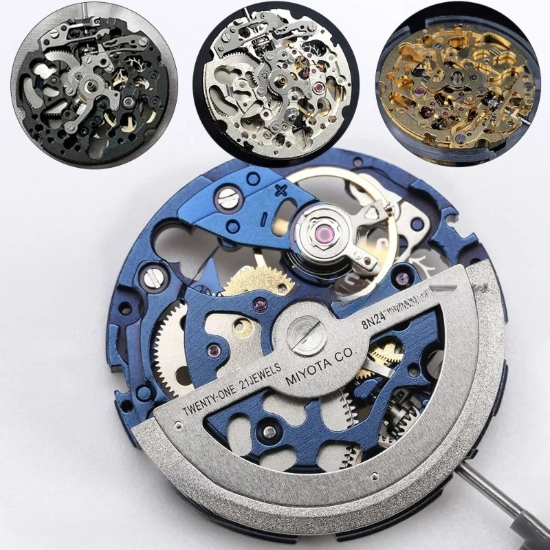 For 8N24 Skeleton Automatic Mechanical Movement No Date Hollow Self Winding Watch Movement Replacement Parts