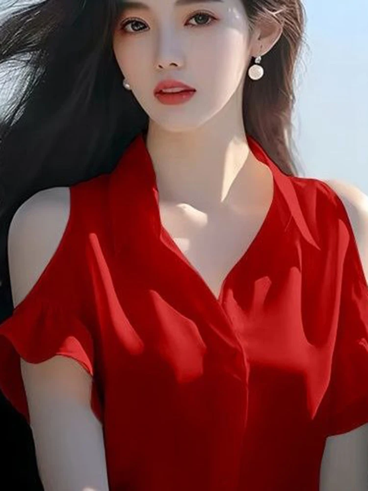 

Элегантный летний топ с открытыми плечами, высококачественный, модный, повседневный, французский стиль, однотонный