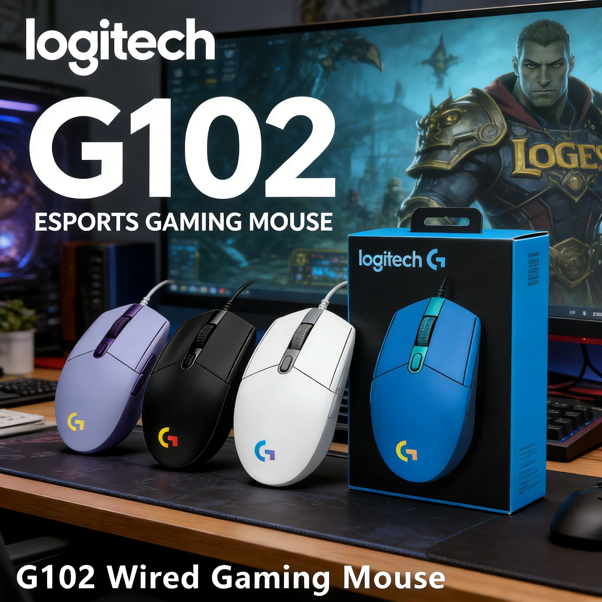 

Игровая мышь Logitech G102 RGB проводная с удобным захватом для длительной игры и быстрым откликом 1000 Гц, идеально подходит для FPS-игр