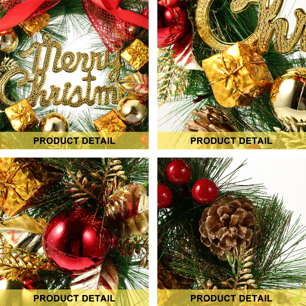 

1Pcs Christmas Wreath Red Hanging Garland Simulation Flower Decor Party Supply Pendant Indoor Outdoor Holiday Decoration