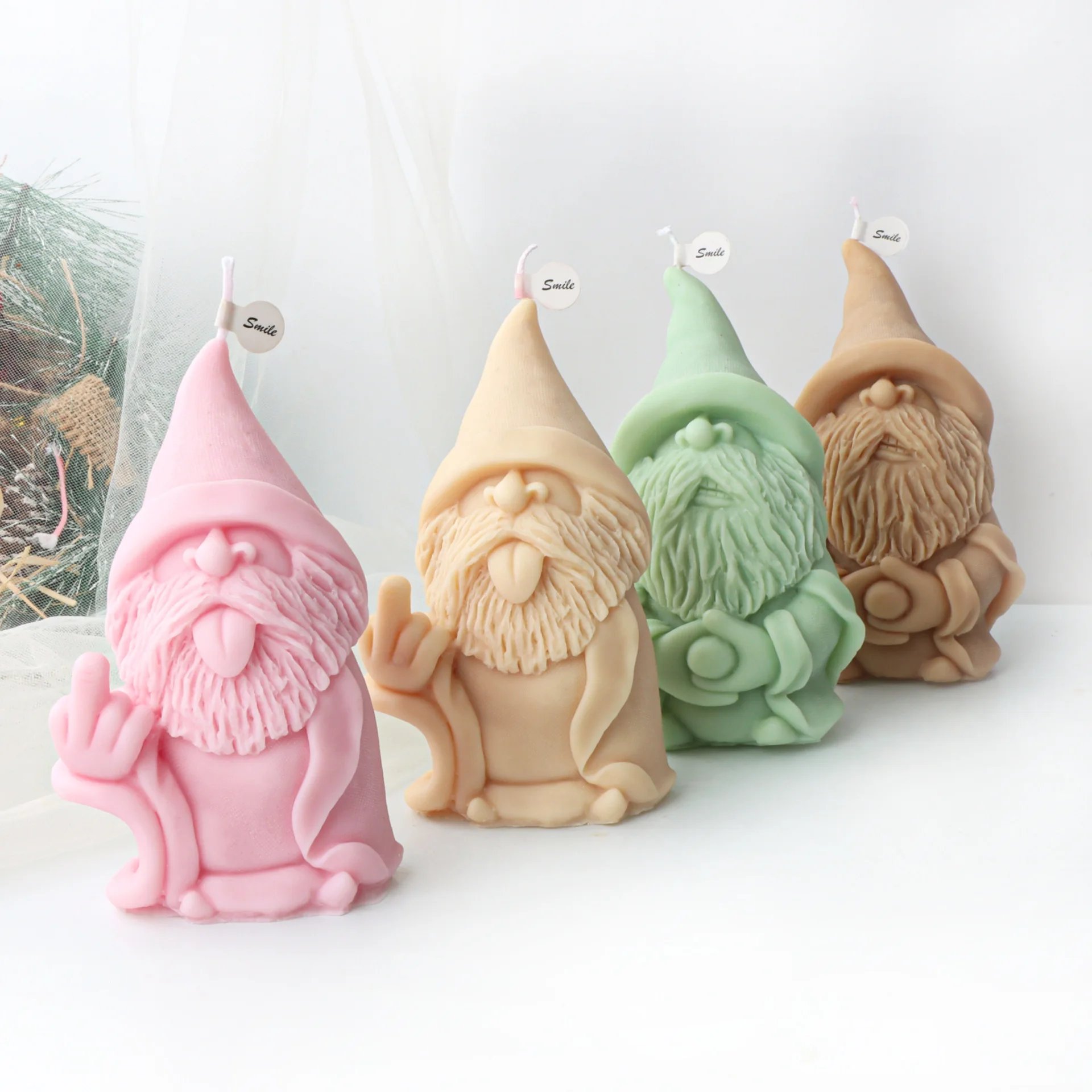 Cartoon Funny Santa Claus Candle Silicone Mold Handmade Aromatherapy Candle Expansion Plaster Decoration