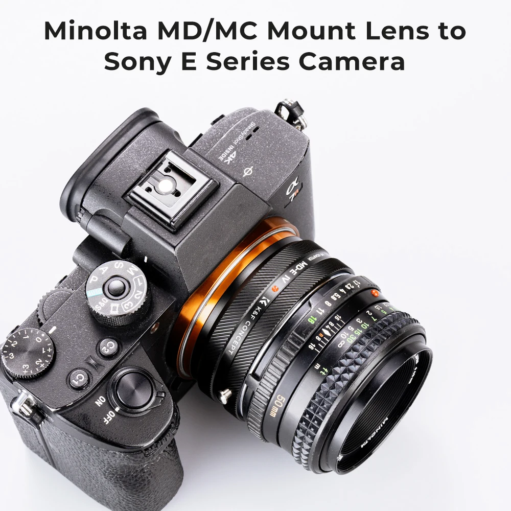 K&F Concept MD-E IV PRO for Minolta MD Mount Lens to Sony E FE Mount Camera Adapter Ring for Sony A3500 A5100 A6400 A6500 A7R