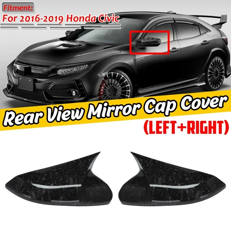 

GEFENSI New-Car Forged Carbon Pattern Side Rear View Mirror Cover For Honda Civic 2016-2021 Door Mirror Cover