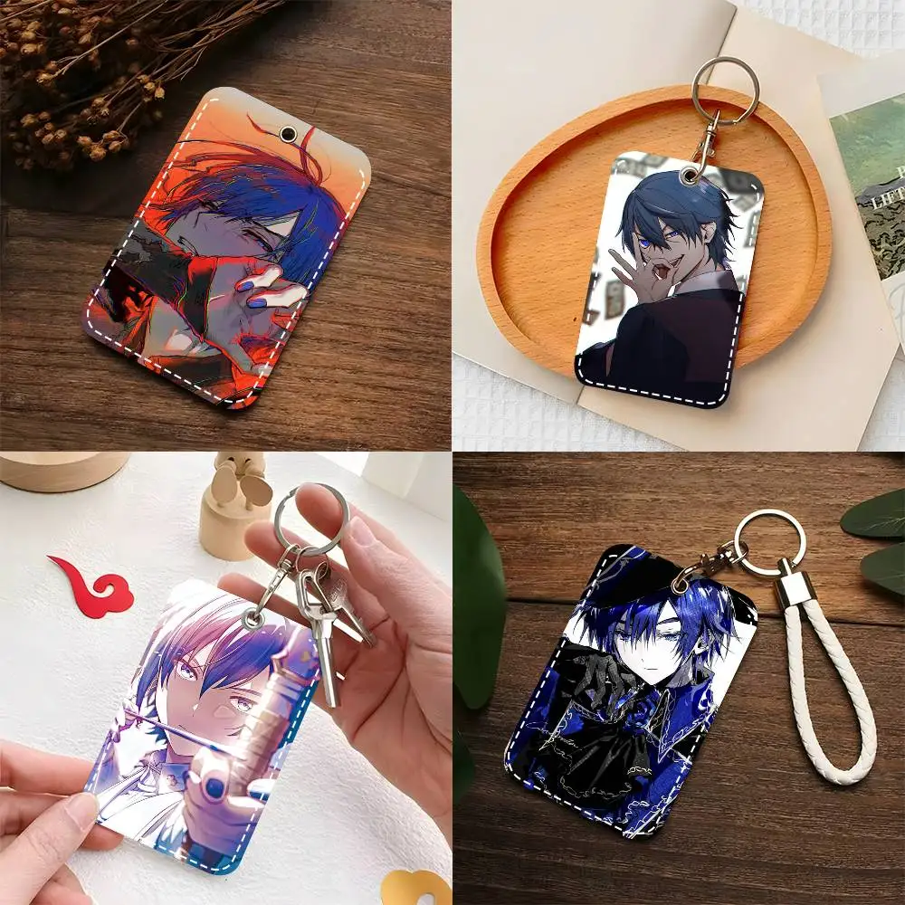 

1pc KAITO Card Case Keychain Access Card Bag Key Tag Ring Leather Card Holder Key Ring Access