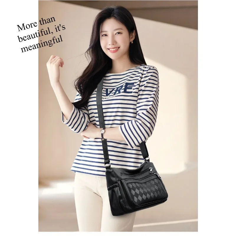 

2025 женская модная сумка через плечо, большая вместительная универсальная сумка через плечо из мягкой кожи, повседневный кошелек