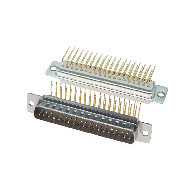 1pcs DB37 D-SUB 37 Machine Pin Gold Plated Round PCB Right Angle Connector  Male Female Through Hole Plug Socket Adapter 2 Rows